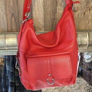 Red Leather backpack/bag made in Italy